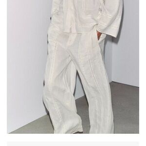 Zara 100% linen pants ladder stitch